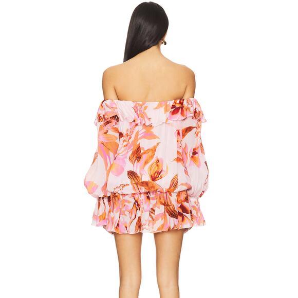 ROCOCO SAND Off Shoulder Mini Dress in Black Multi Fob - Picture 2 of 8